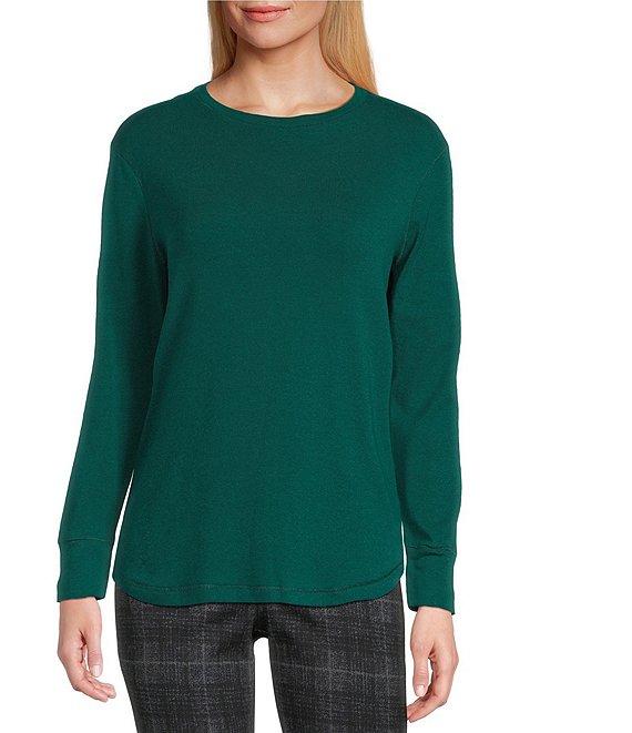 Westbound Petite Size Long Sleeve Crew Neck Knit Tee Product Image