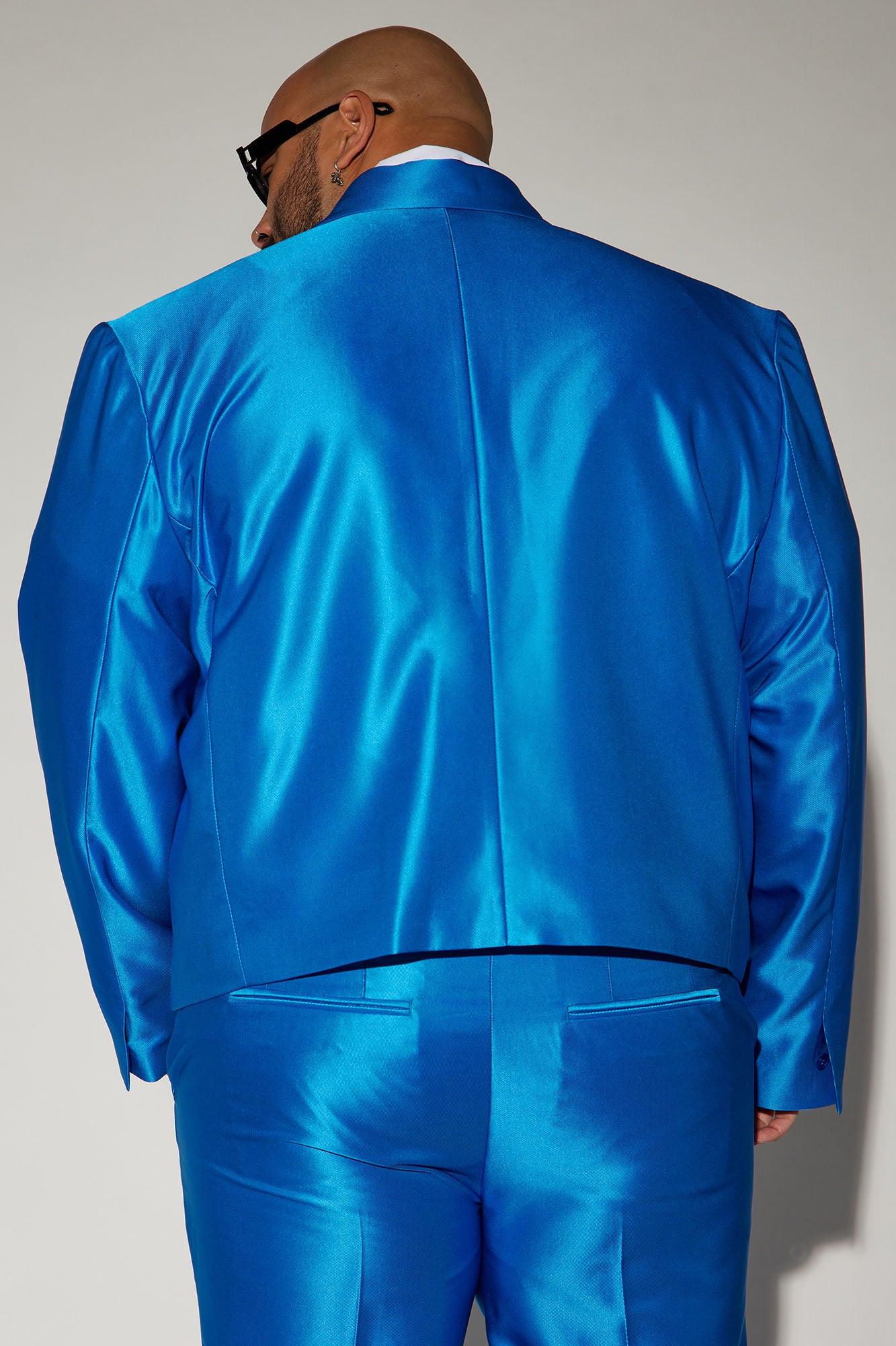 Money Routine Cropped Suit Jacket - Blue Product Image
