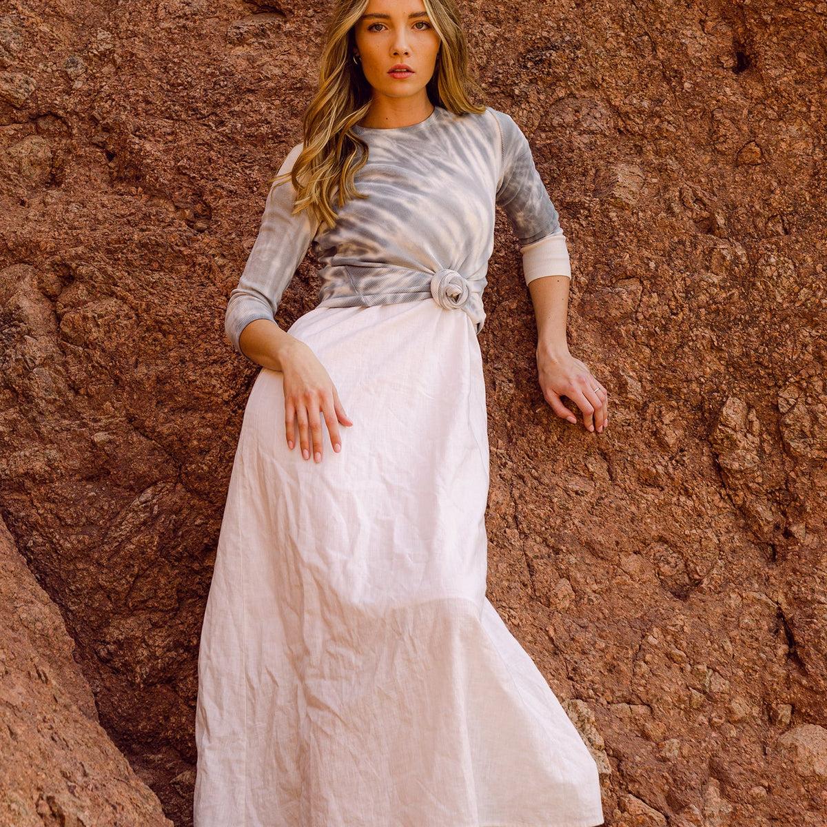 Point Ribbed Tie-Dye Crewneck Top Product Image