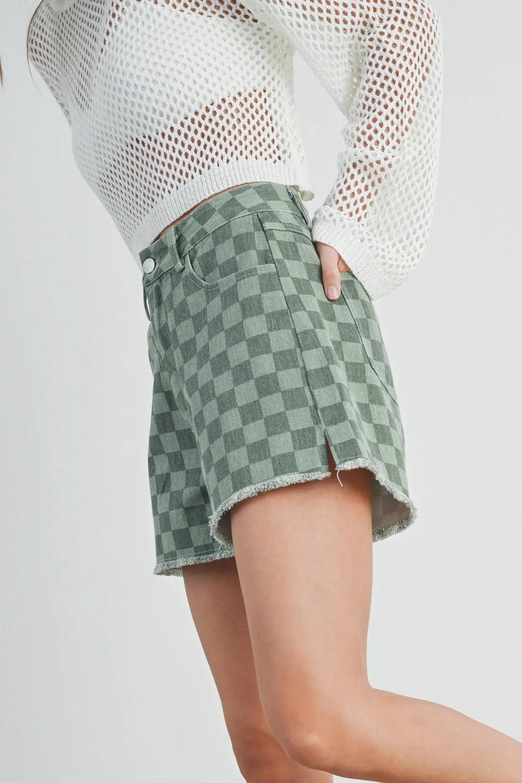 Green Check Shorts Product Image