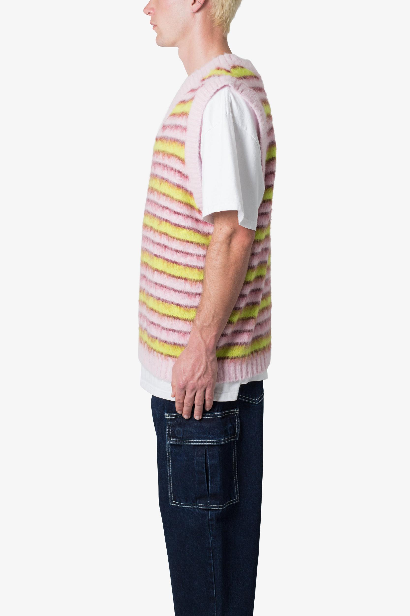 Striped Mohair Sweater Vest - Purple Product Image