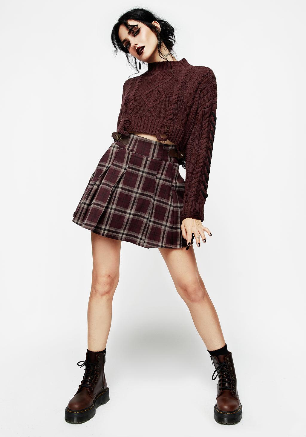 Bramble Check Pleated Mini Skirt Product Image