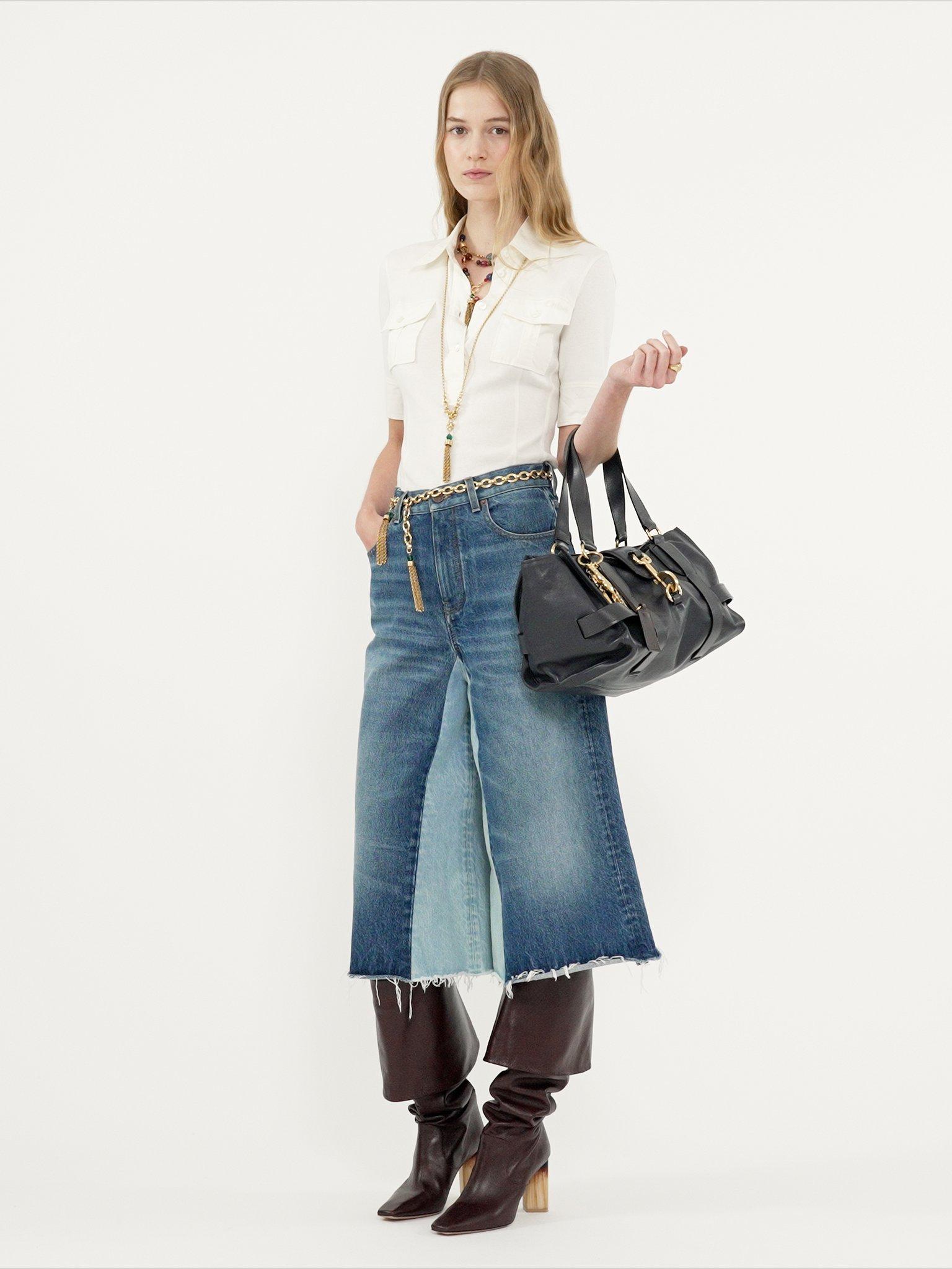 Bermuda shorts in denim patchwork Product Image