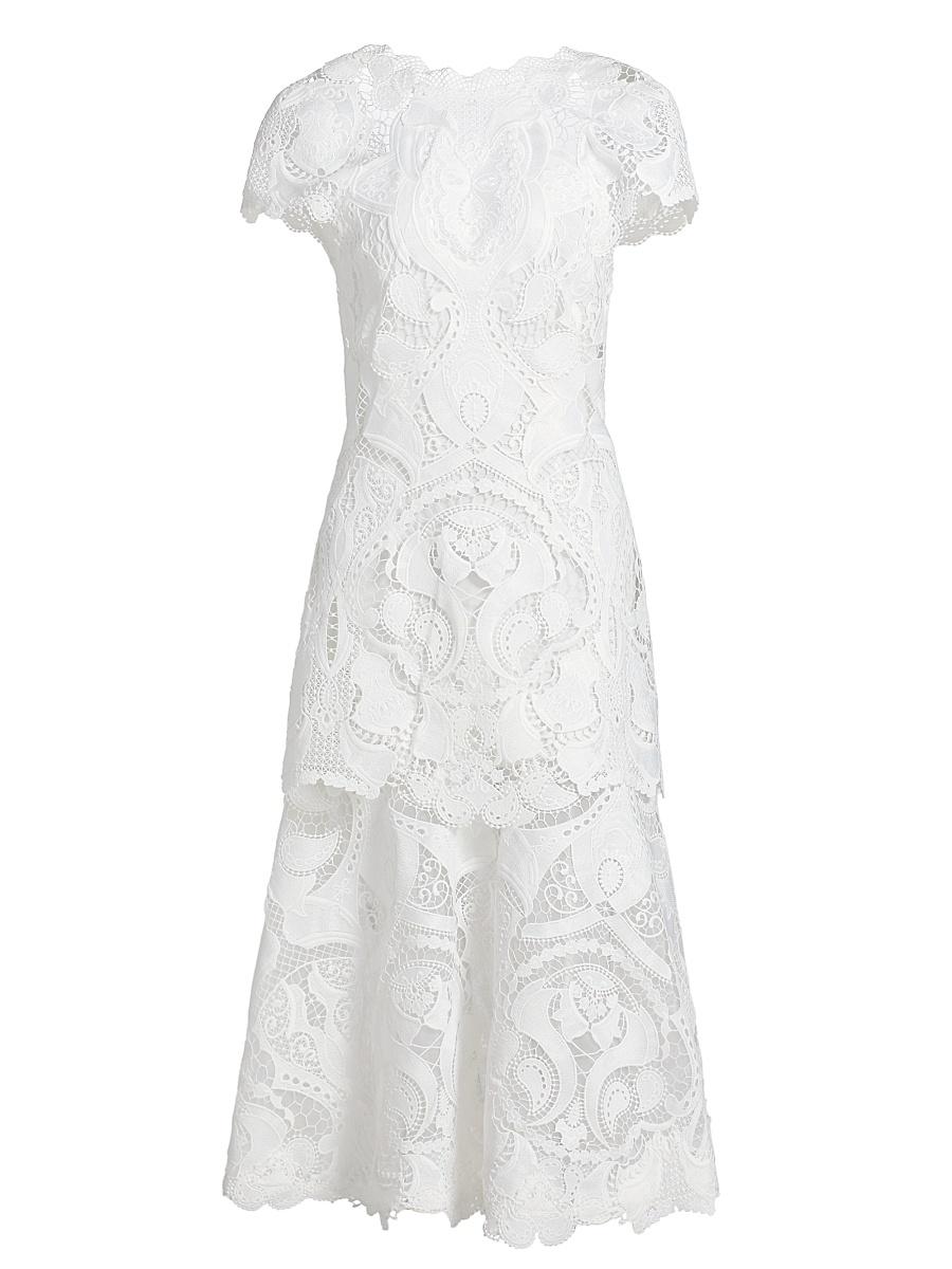 Womens Laura Cap-Sleeve Lace Midi-Dress Product Image