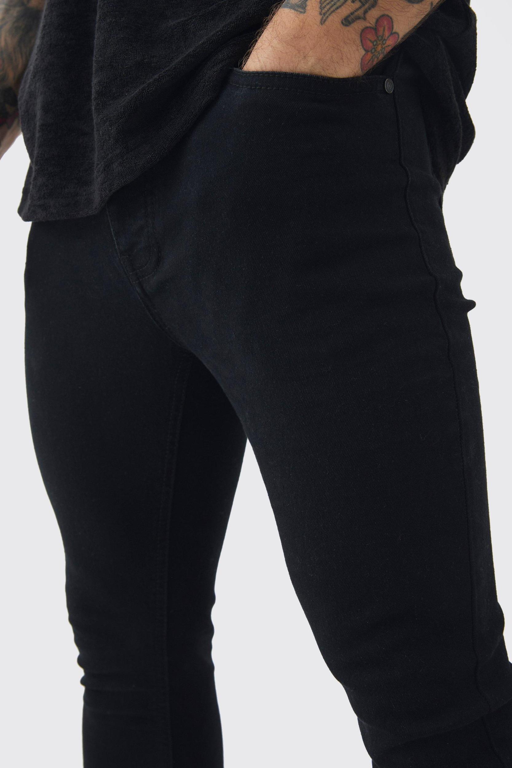 Super Skinny Stretch Jean In True Black | boohooMAN USA Product Image