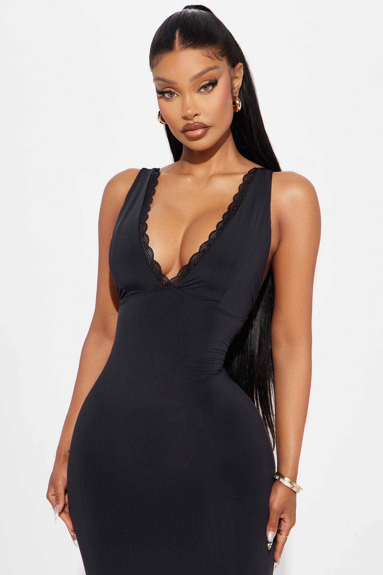 Love Or Lust Lace Trim Midi Dress - Black Product Image