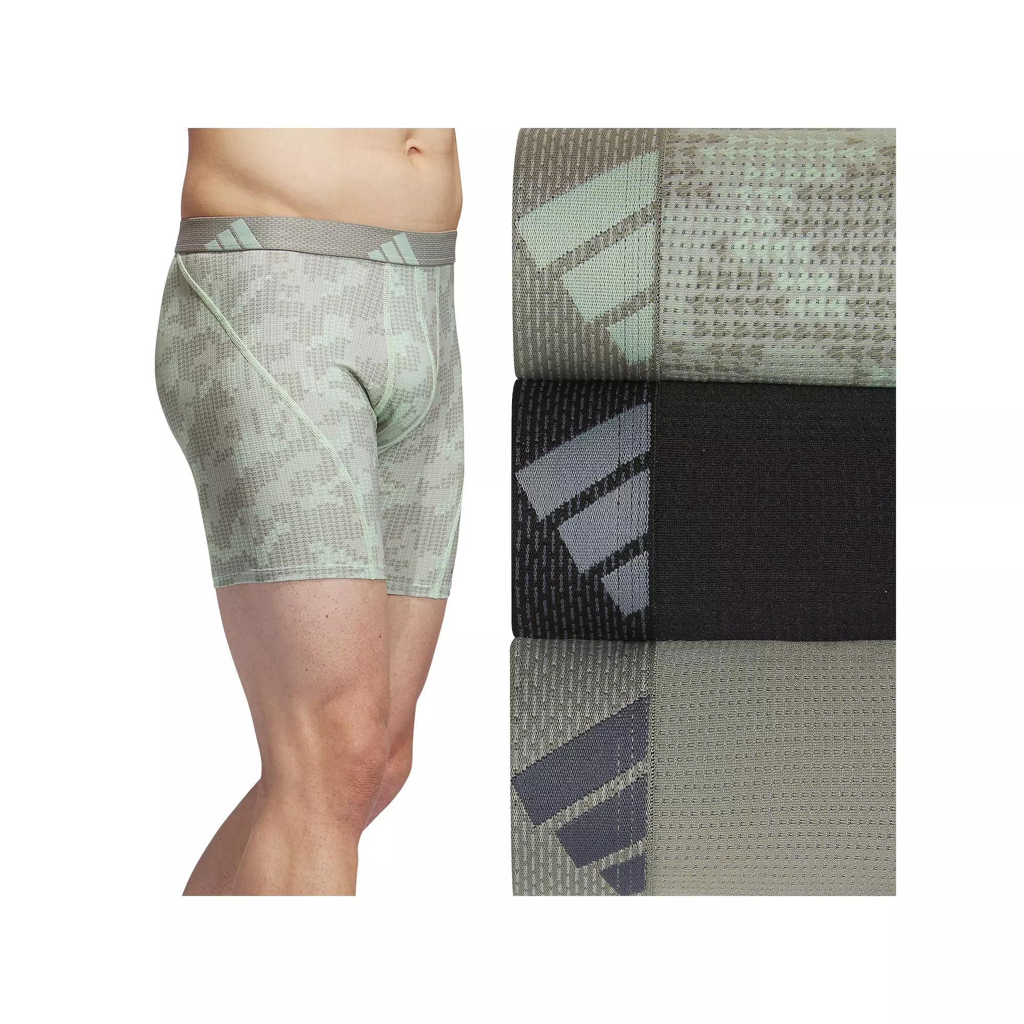 Men's adidas 3-pack Performance Mesh Graphic Boxer Briefs, Size: XXL, Dig Green S Product Image