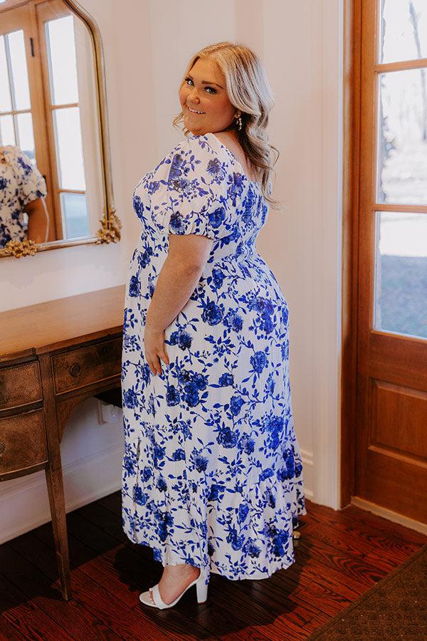 Sweet Surprise Floral Maxi Dress in Royal Blue Curves Product Image