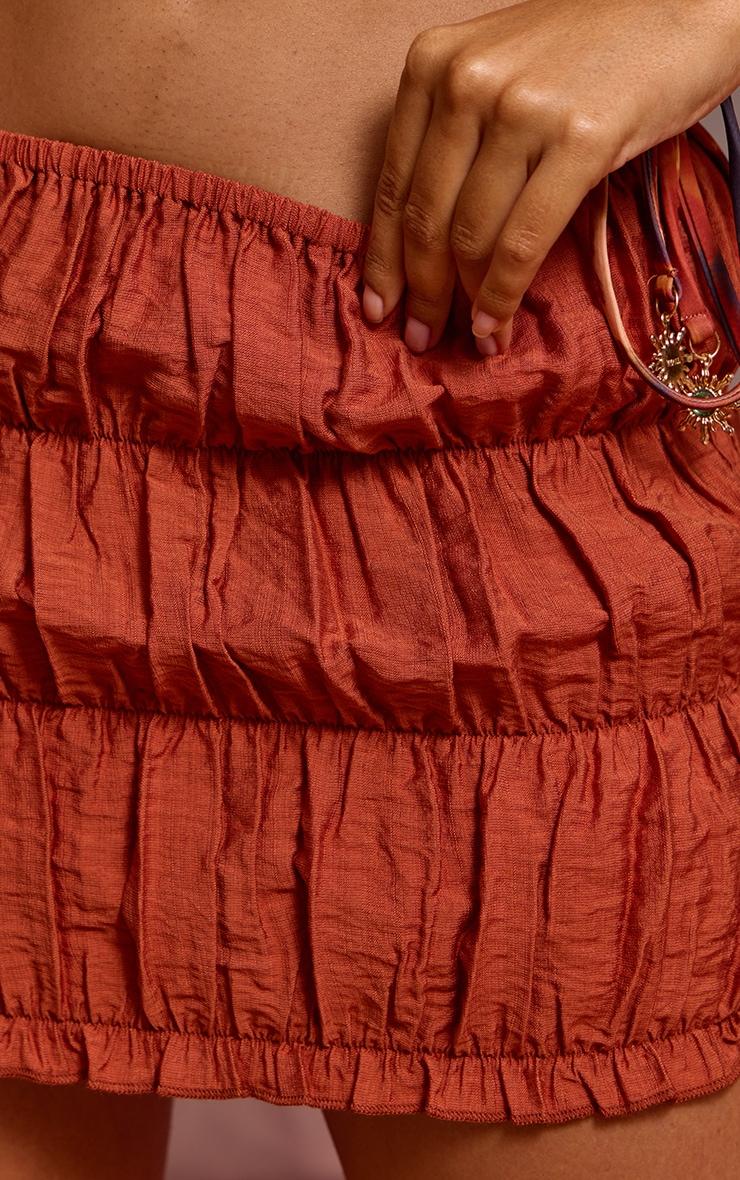  Rust Ruched Mini Beach Skirt Product Image