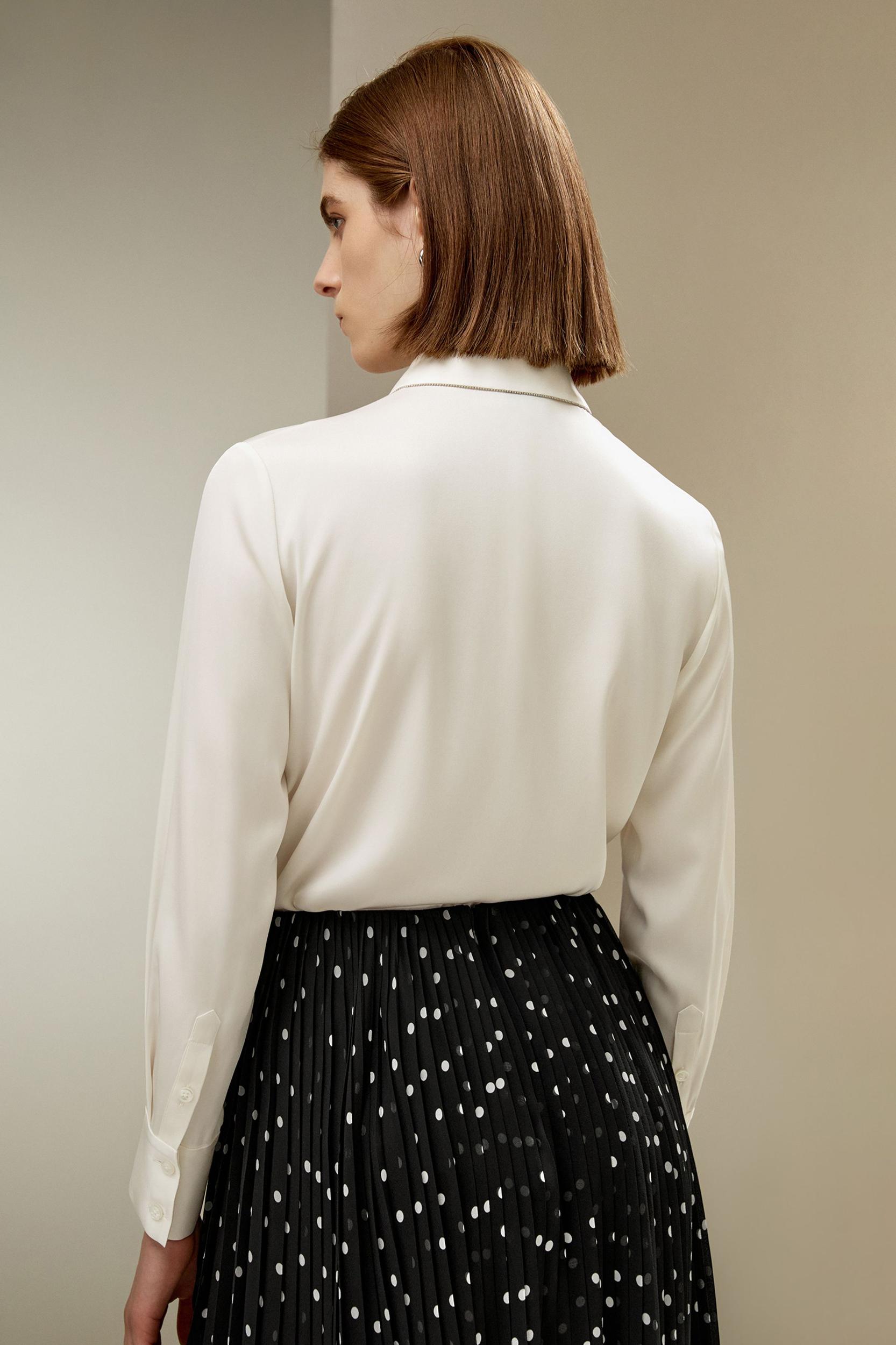 LILYSILK Silk Button Down Shirt - for Women - Pearl White Mulberry Silk - Comfortable Elegant Style Top S Product Image