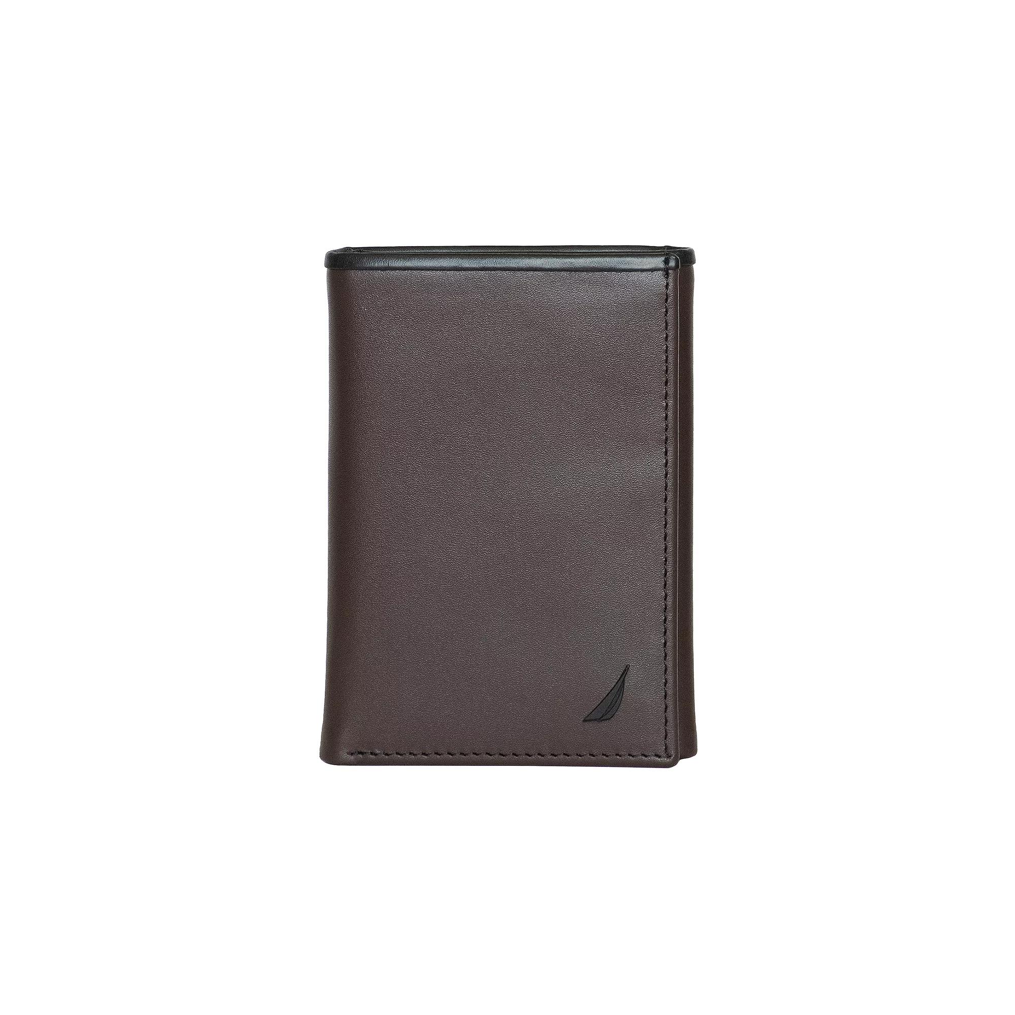 Men's Nautica Pop Color RFID-Blocking Leather Trifold Wallet, Black Product Image