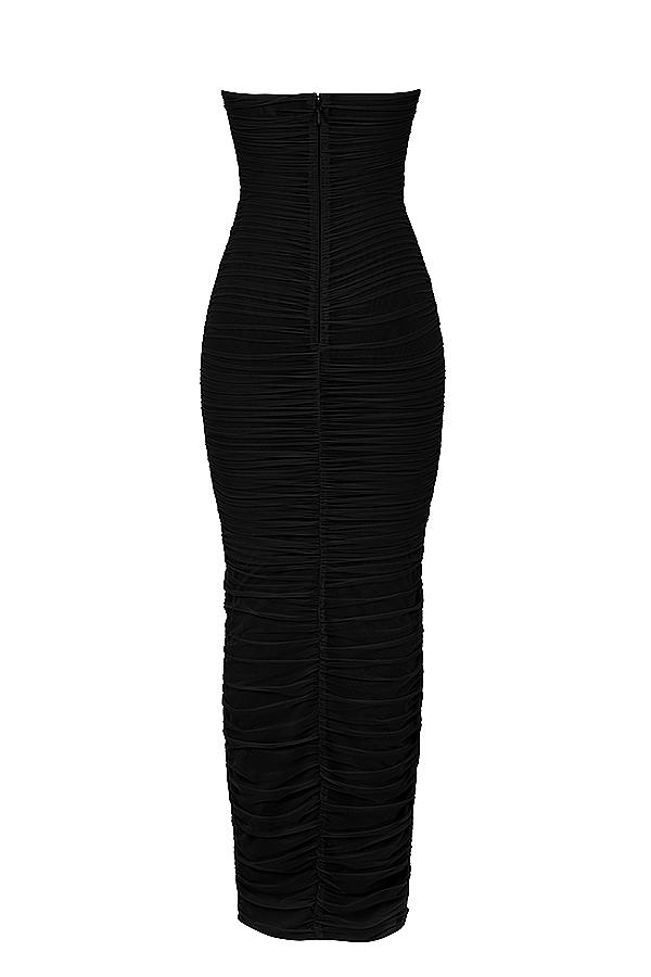 Sofia  black mesh strapless maxi dress Product Image