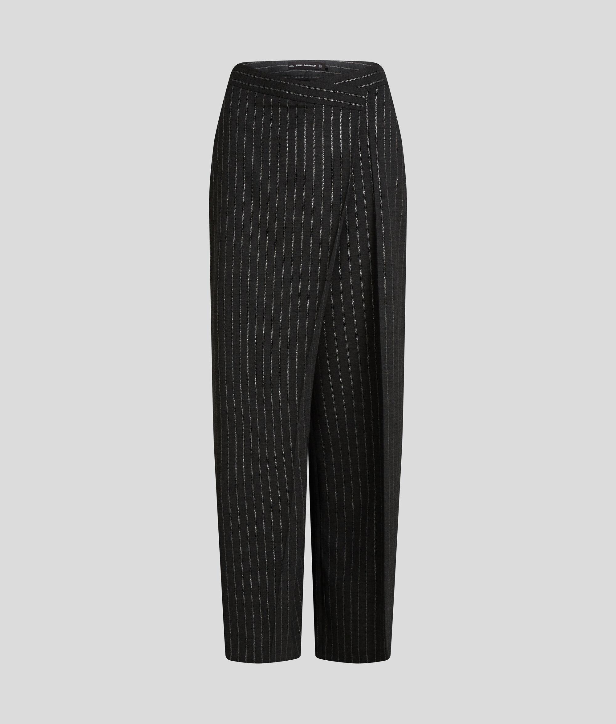 METALLIC PINSTRIPE WRAP PANTS Product Image