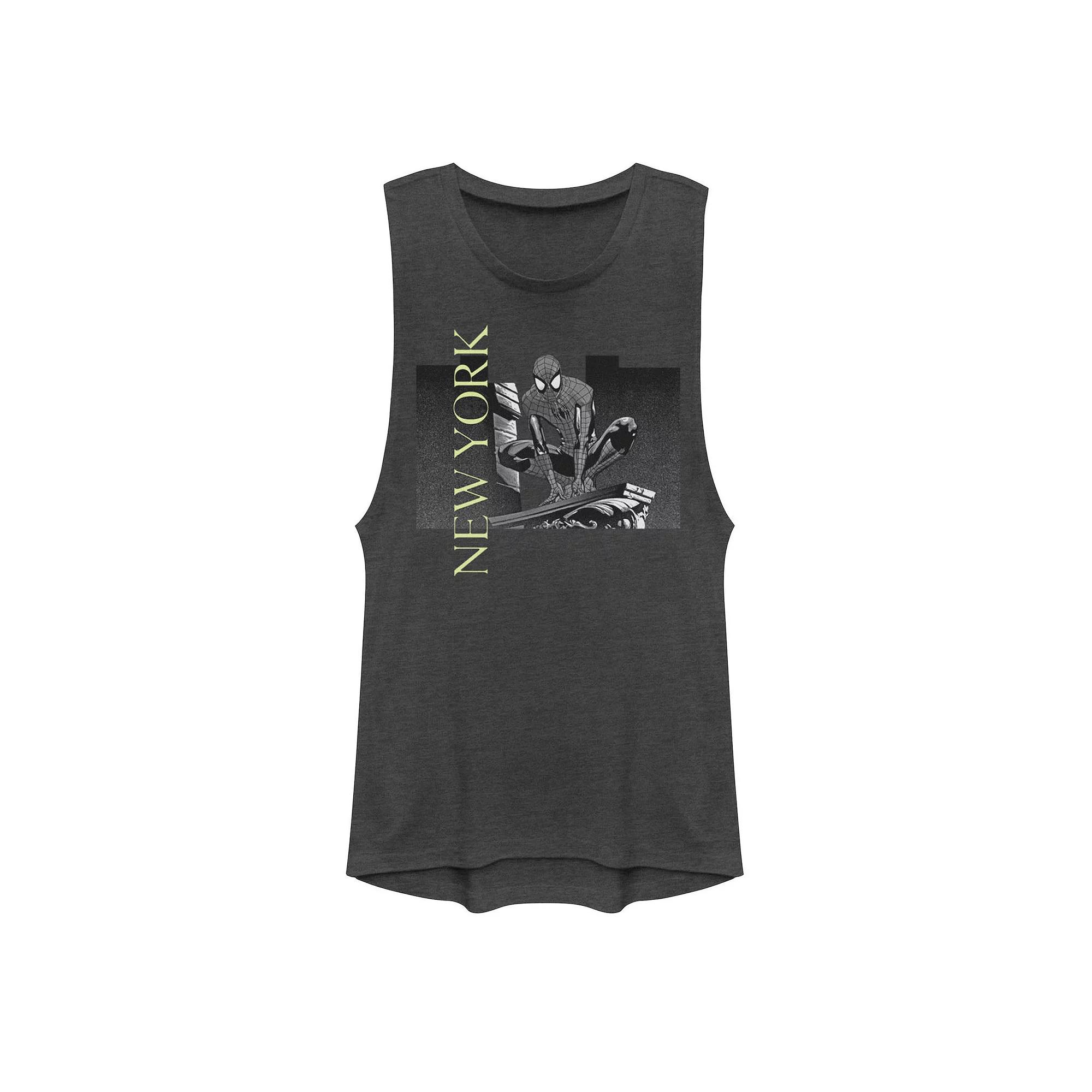 Juniors' Marvel Spider-Man Spidey NY Muscle Graphic Tank Top, Girl's, Size: XXL, Grey Product Image
