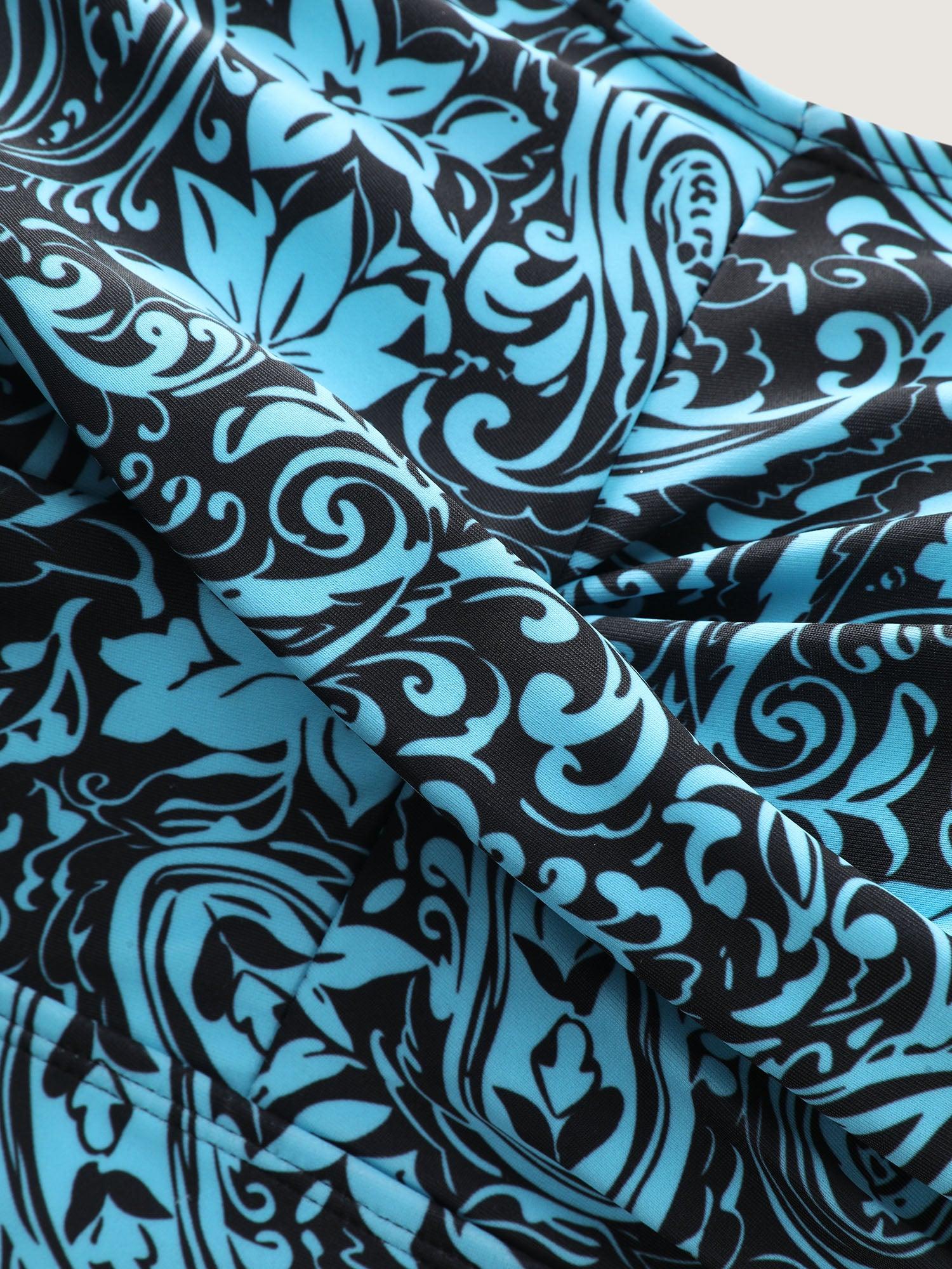 Paisley Print Twist Front Swim Dress Female Product Image