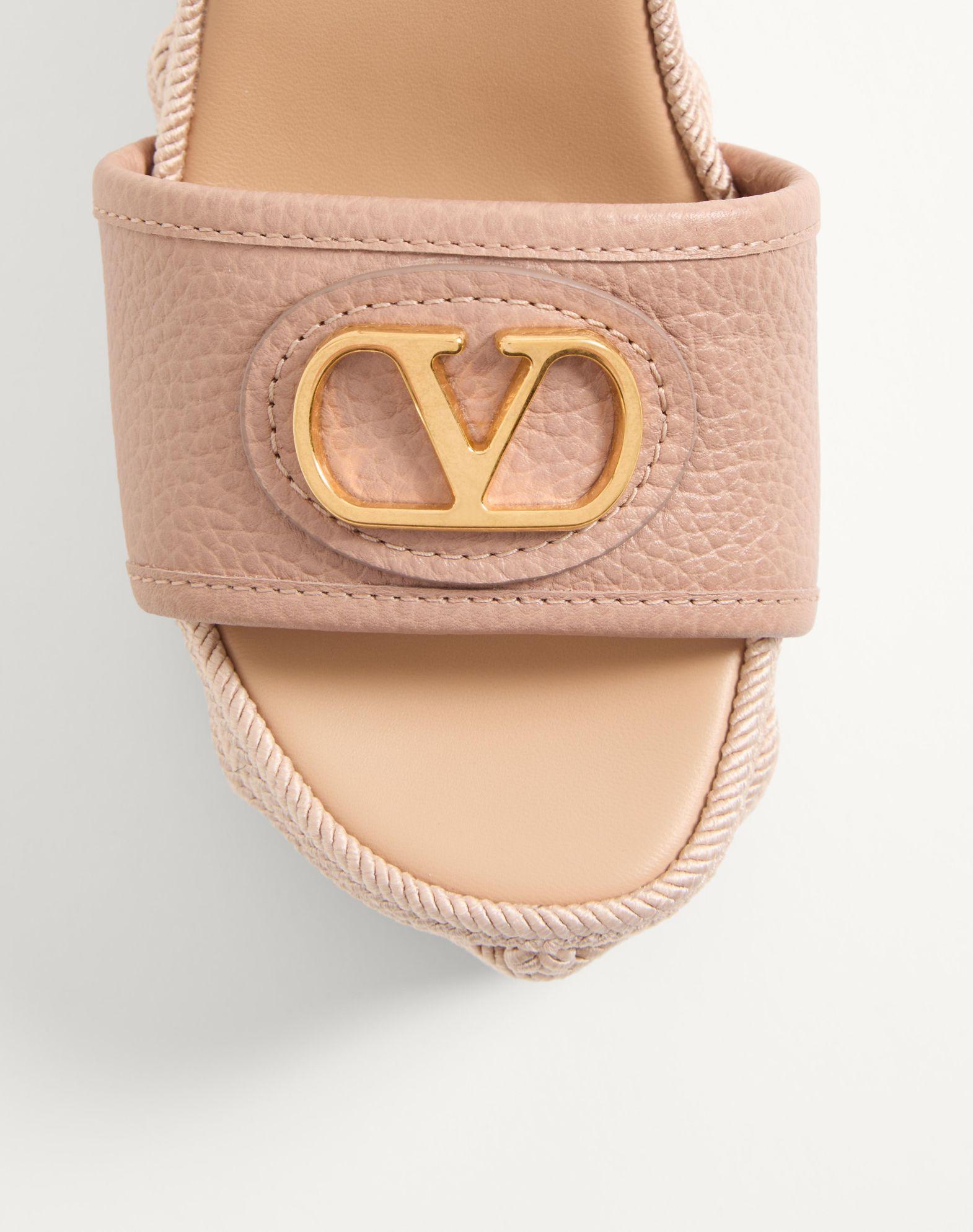 Vlogo Signature Wedge Sandal In Grainy Calfskin 120Mm Product Image