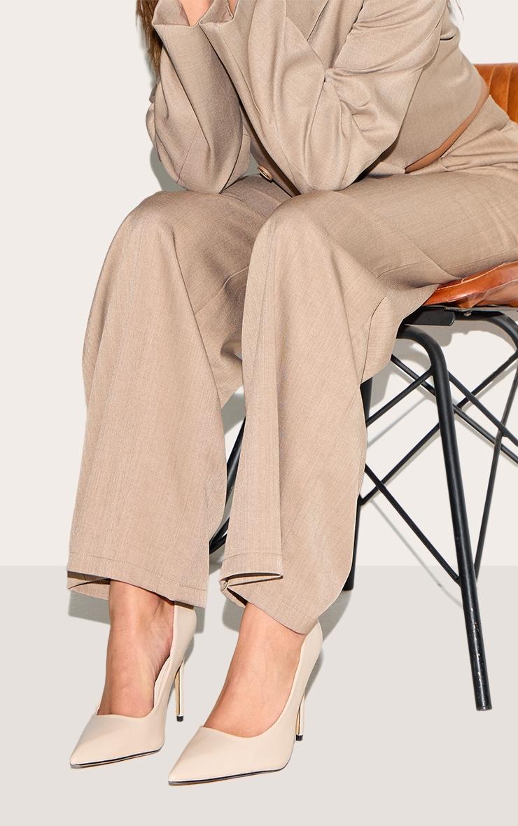 Taupe PU High Stiletto Court Heels Product Image