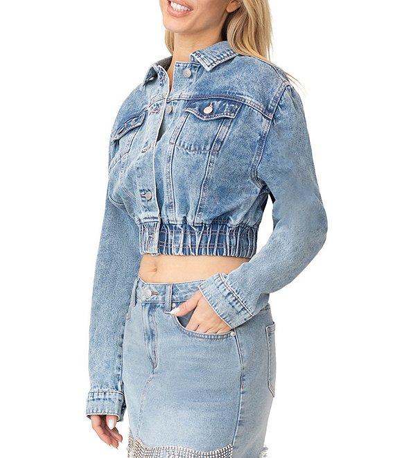 Stevie by Steve Madden Puff Sleeve Cropped Denim Jacket Product Image