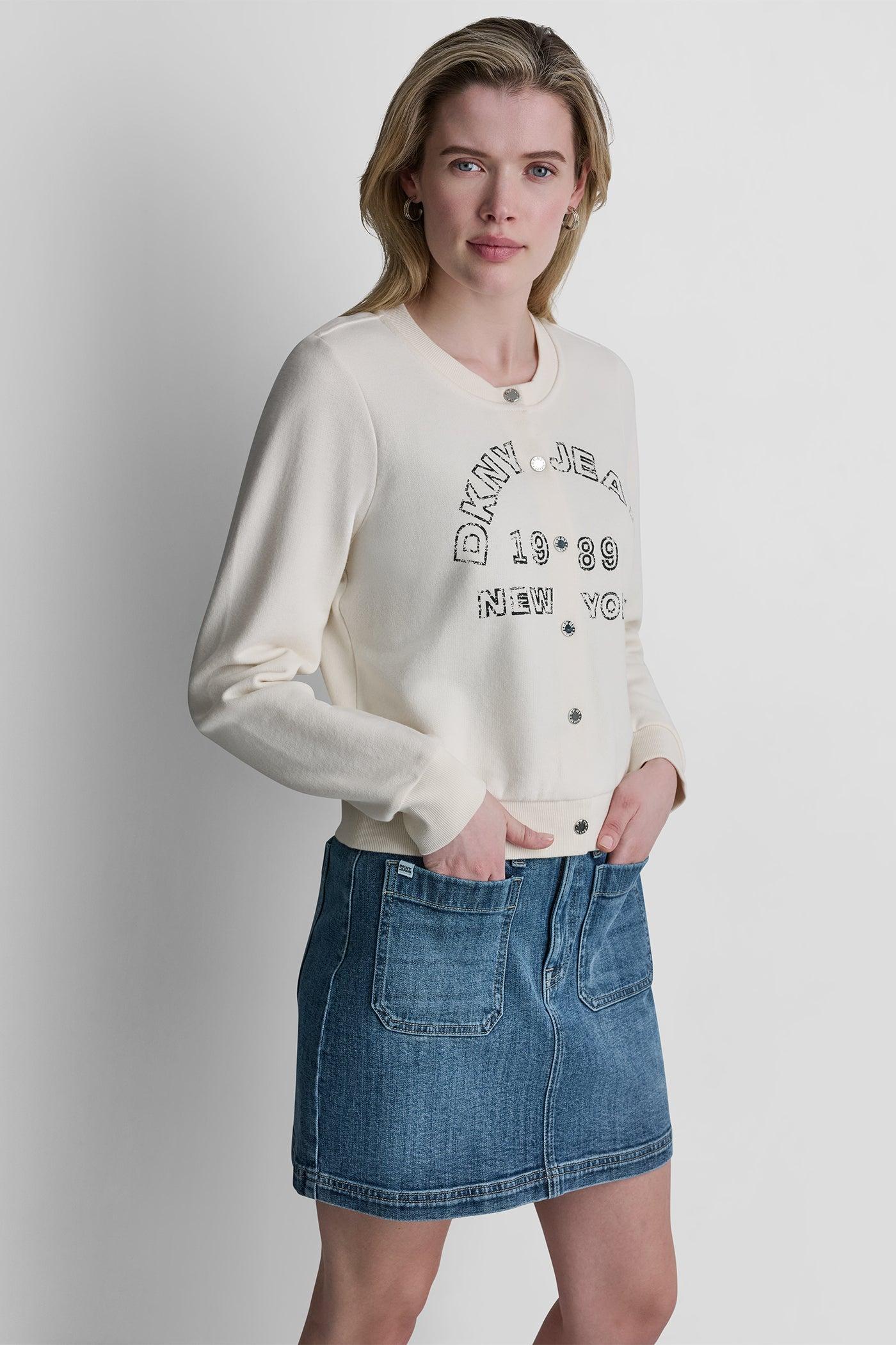 BUTTON FRONT SHRUNKEN LOGO JACKET Product Image