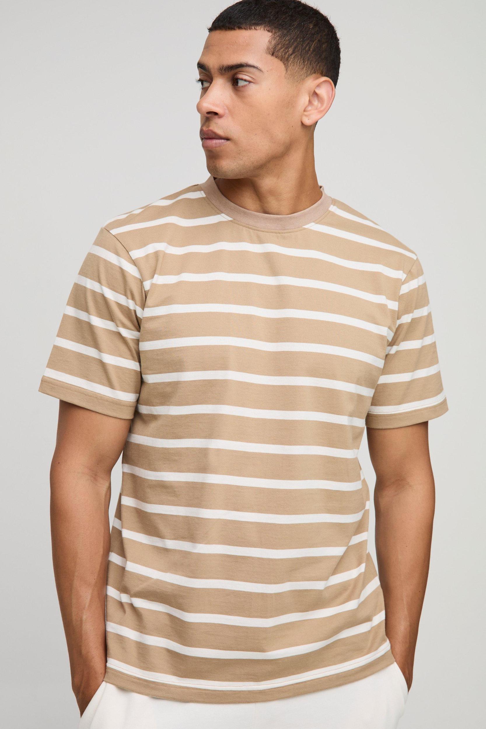 Relaxed Striped T-Shirt and Shorts Set | boohooMAN USA Product Image