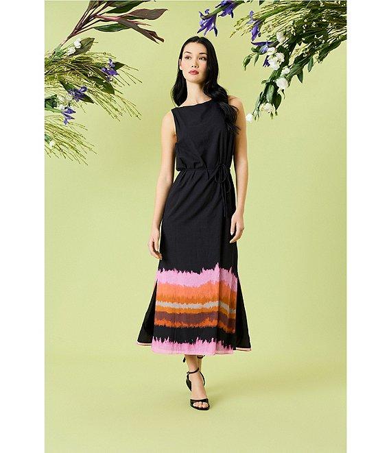 Donna Morgan Voile Ombre Print Boat Neck Sleeveless Blouson Midi Dress Product Image