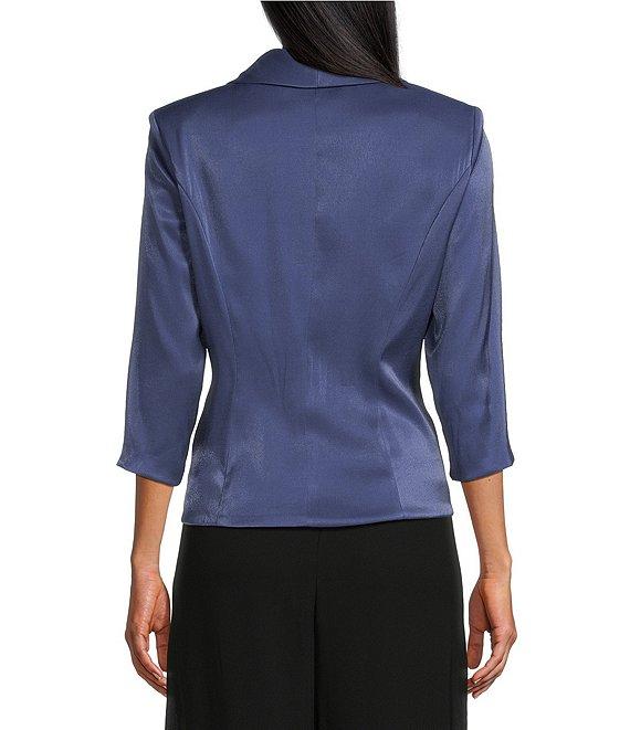 Alex Evenings 3/4 Sleeve Collar Neck Shimmer Satin Blouse Product Image