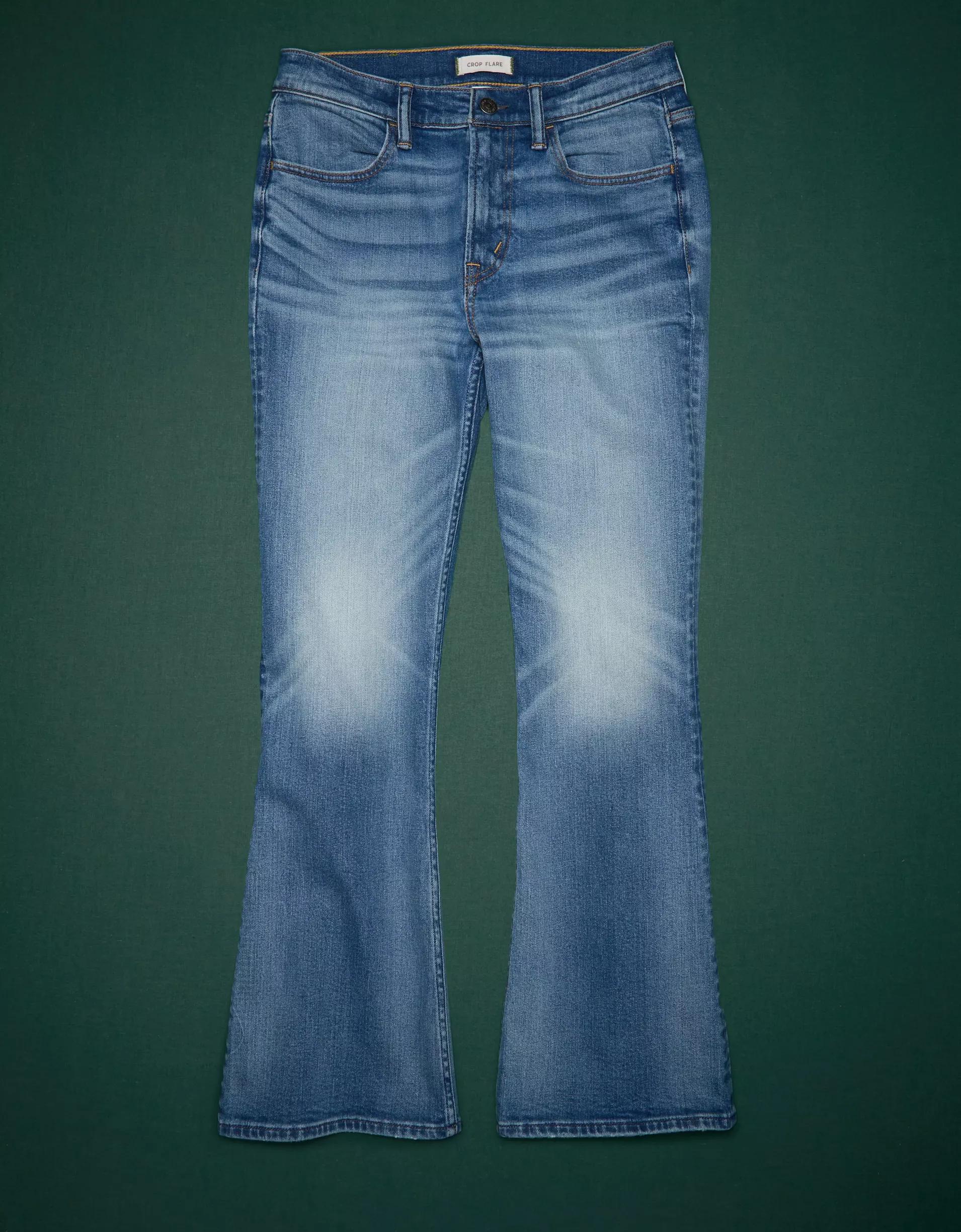 AE77 Premium High-Waisted Crop Flare Jean Product Image