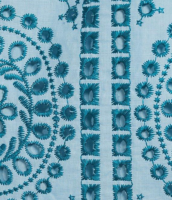 Abbey Glass Katie Button Down Collar Short Sleeve Eyelet Mini Shirt Dress Product Image