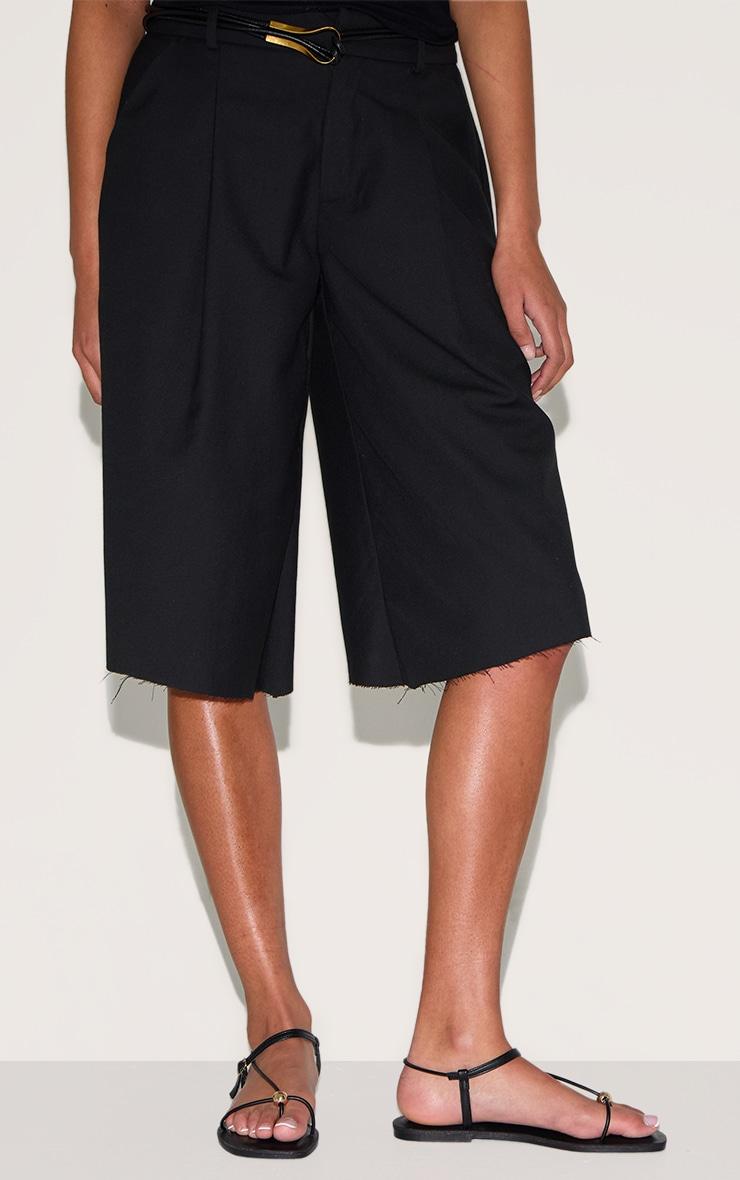 Black Pu Square Toe Thong Gold Trim Flat Sandals Product Image