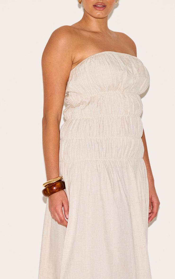 Plus Natural Bandeau Ruched Detail Maxi Dress Product Image