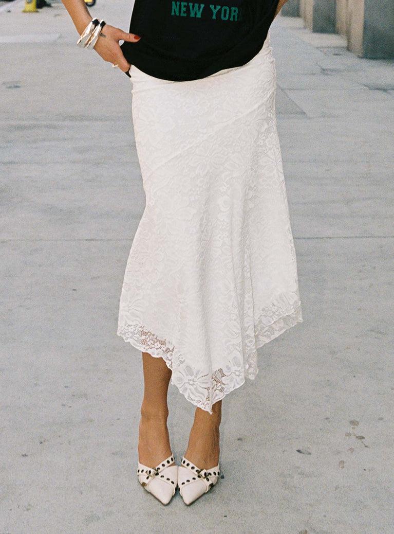 Cattanio Lace Midi Skirt White Product Image
