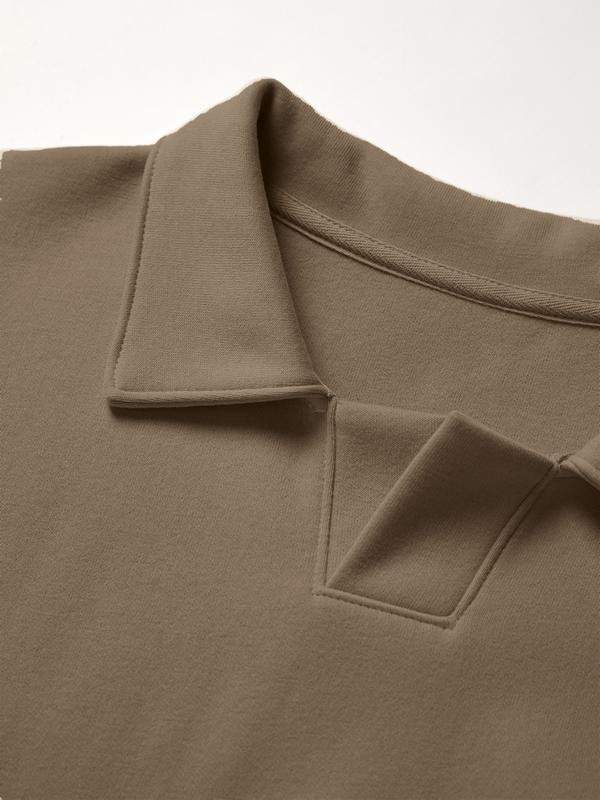 Solid Color Lapel Neck Oversized Hoodie Product Image