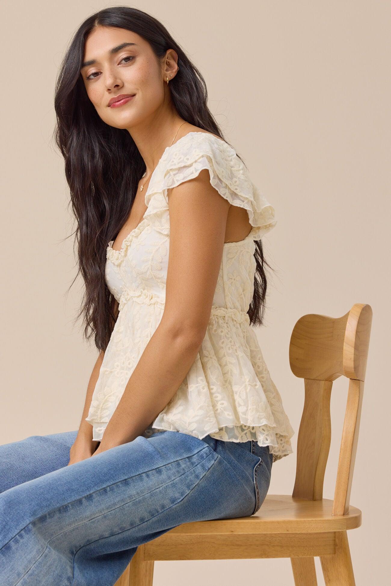 Madeline Embroidered Babydoll Top Product Image