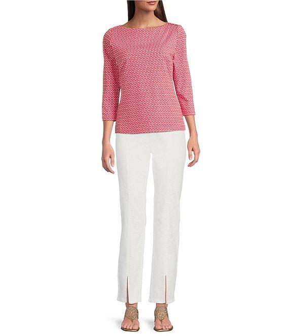 J.McLaughlin Wavesong Catalina Cloth Button Boat Neck 3/4 Sleeve Top Product Image