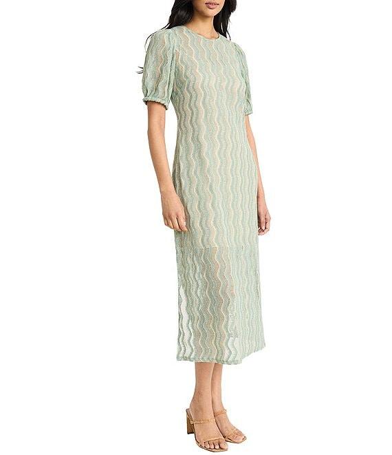 The Good Journey Short Sleeve Illusion Hem Crochet Midi Dress Product Image