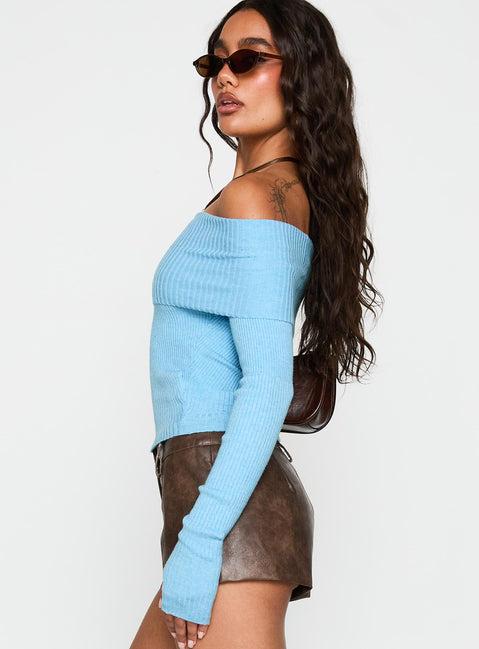 Morley Off Shoulder Sweater Blue Product Image