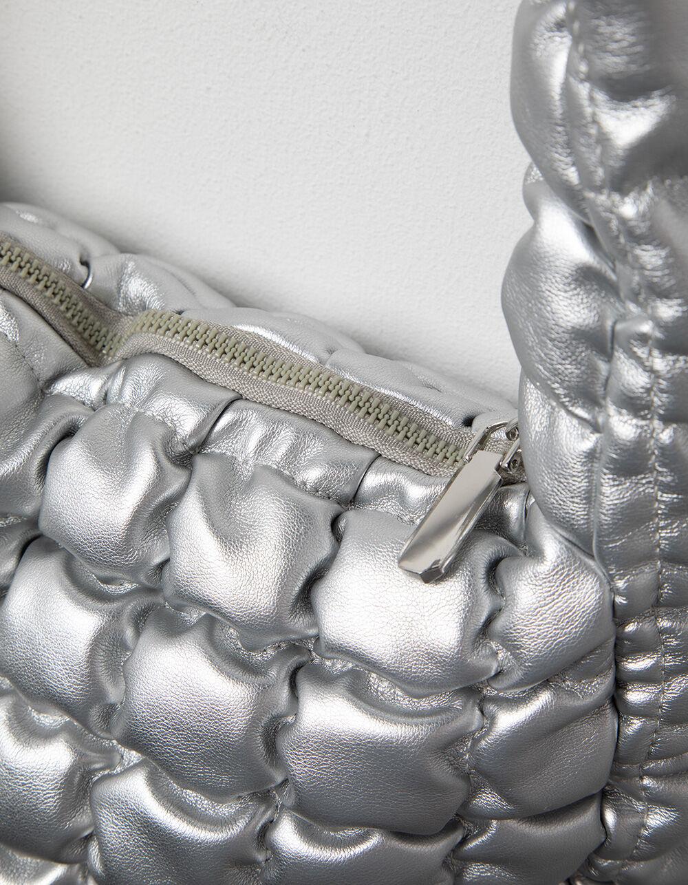 Quilted Shoulder Bag - SILVER Product Image