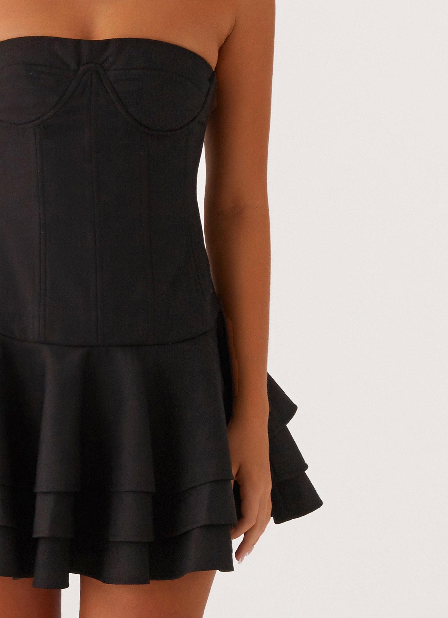 Floriana Ruffle Corset Mini Dress - Black Product Image