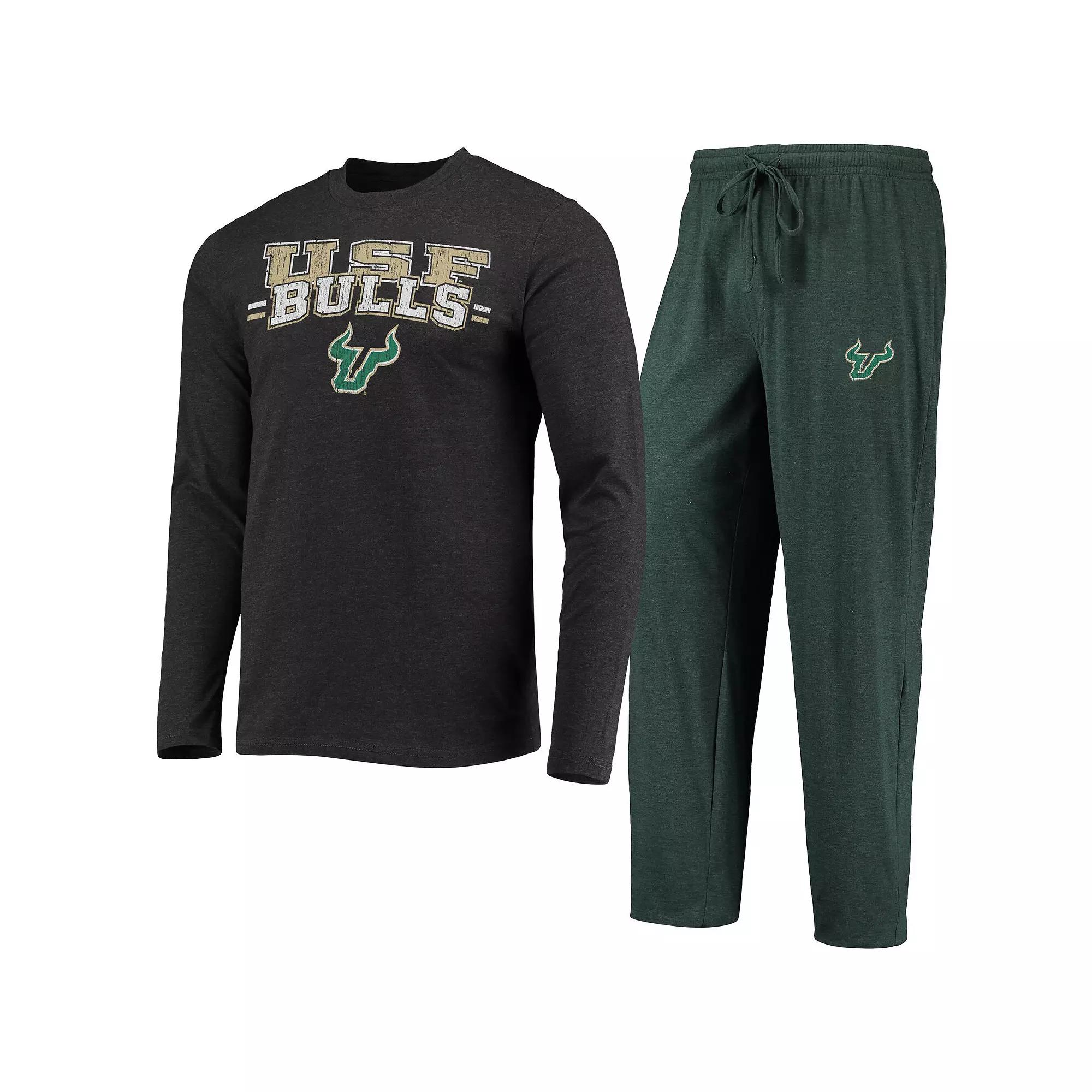 Men's Concepts Sport Green/Heathered Charcoal South Florida Bulls Meter Long Sleeve T-Shirt & Pants Sleep Set, Size: Small, Usf Green Product Image