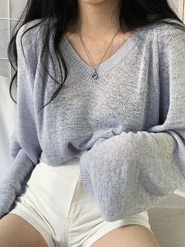 Long Sleeve Loose Fit Knit Top Product Image