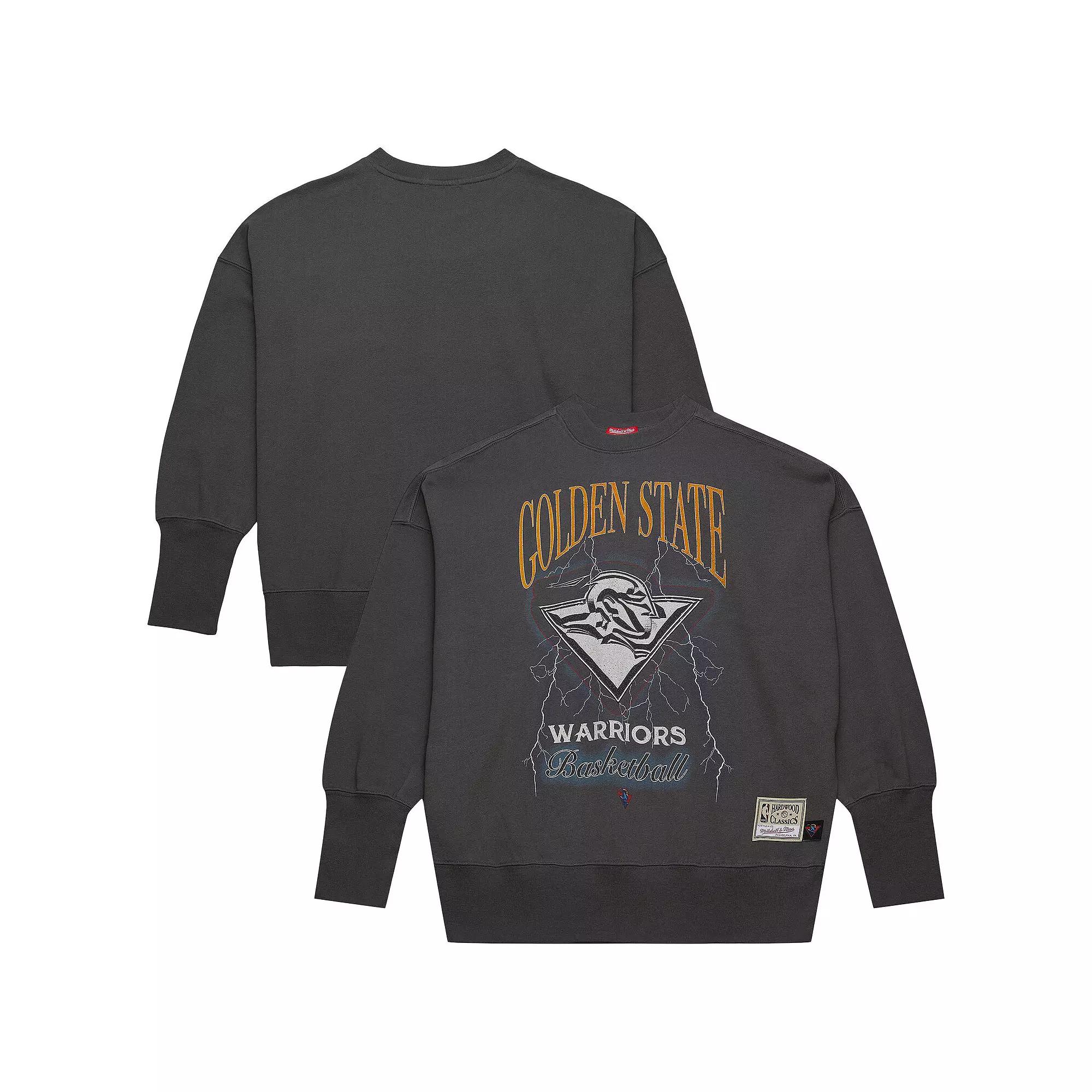 Women's Mitchell & Ness Black Golden State Warriors Hardwood Classics Lightweight Pullover Sweatshirt,  Product Image