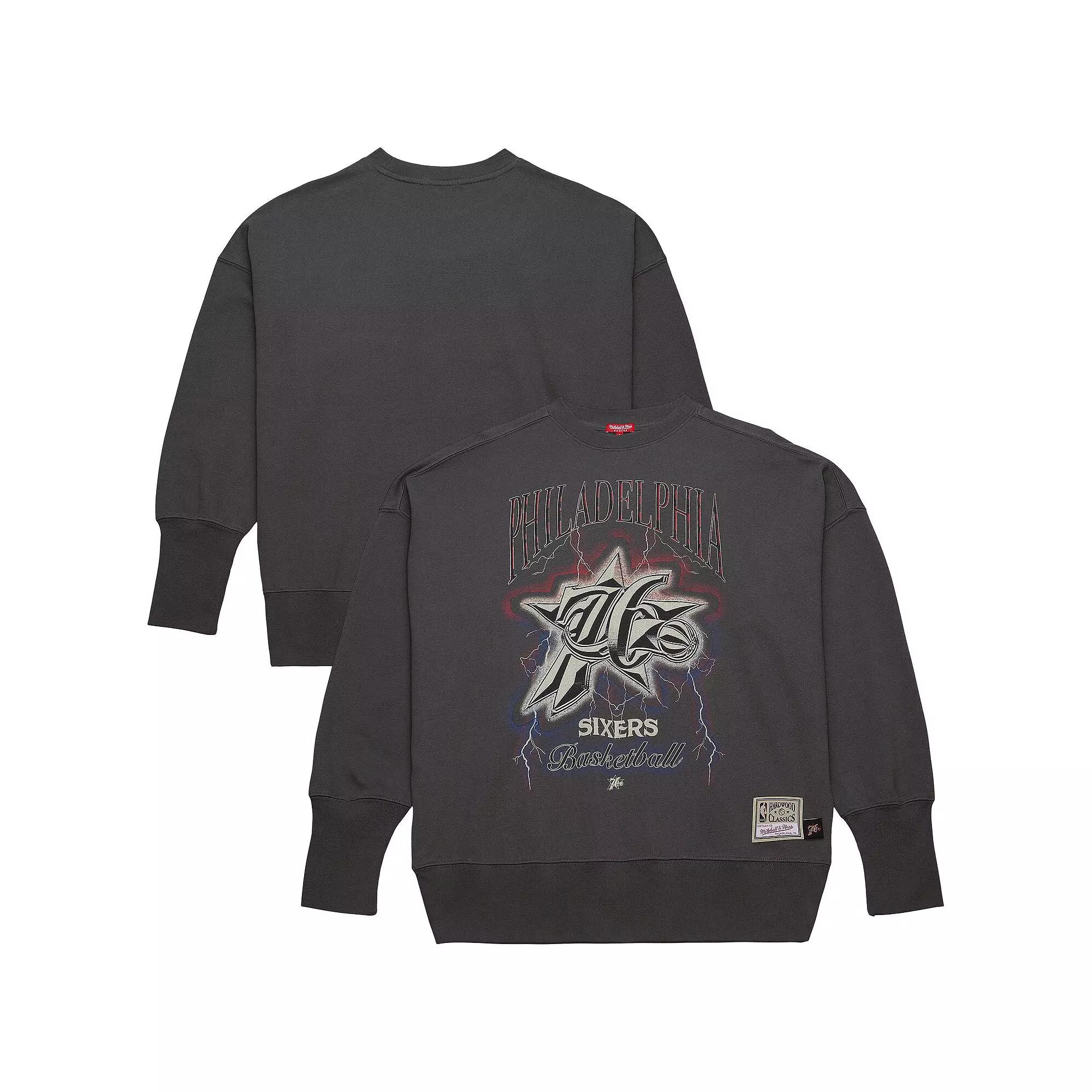 Women's Mitchell & Ness Charcoal Philadelphia 76ers Hardwood Classics Lightweight Pullover Sweatshirt, Size: Small, 76r Charco Product Image