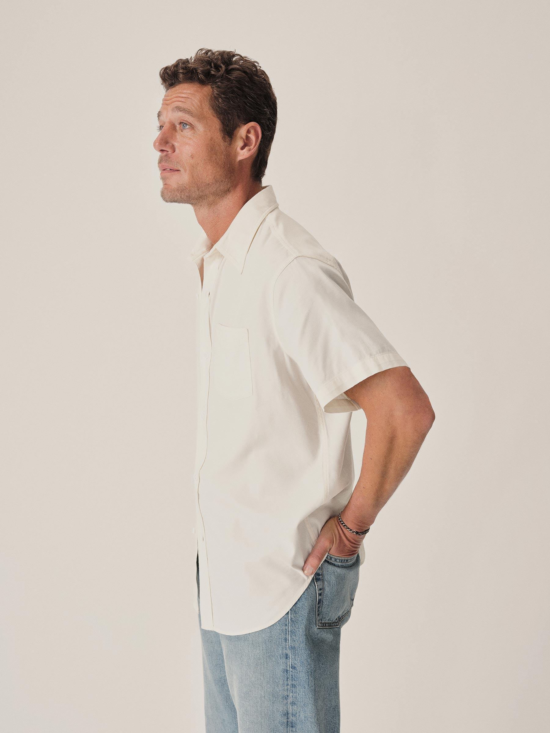 Natural Draped Twill S/S One Pocket Shirt Product Image