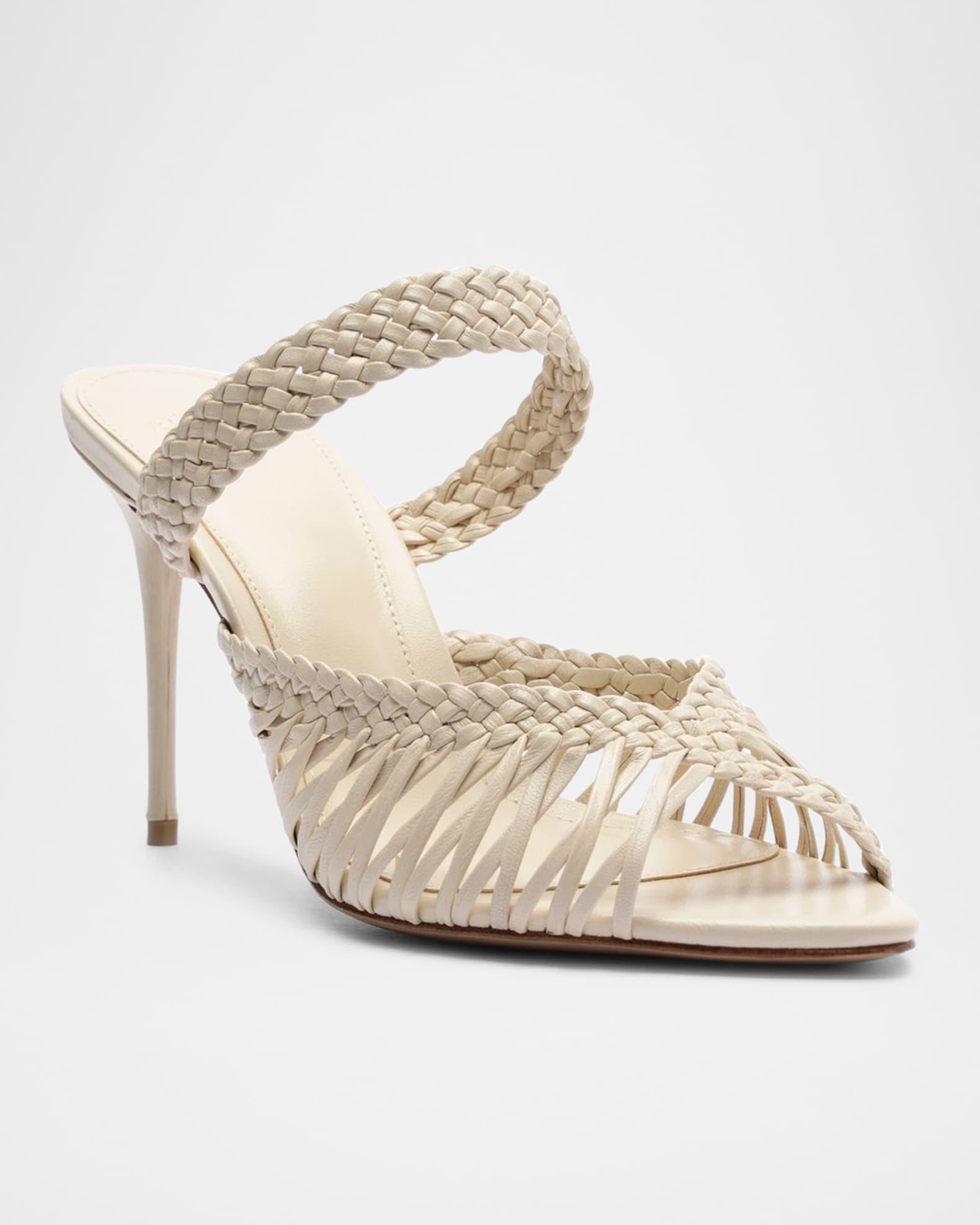 Agatha 85 Braided Leather Stiletto Sandals Product Image