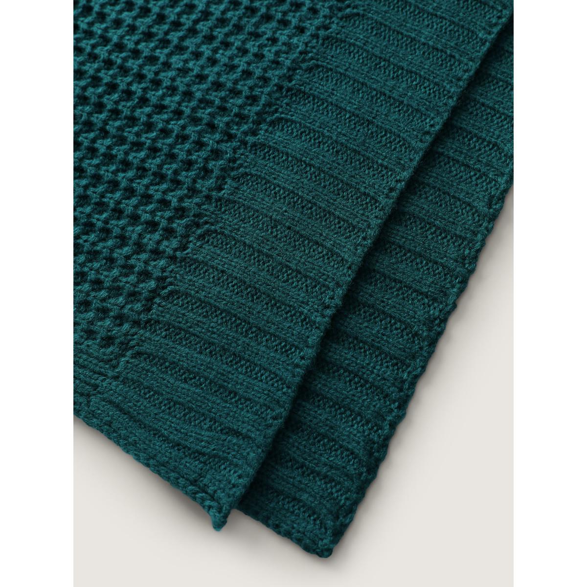 Plus Size Cape-Style Turtleneck Textured Pullover Cyan Women Leisure Loose Long Sleeve Ruffled collar Casual Pullovers BloomChic 12/L Product Image