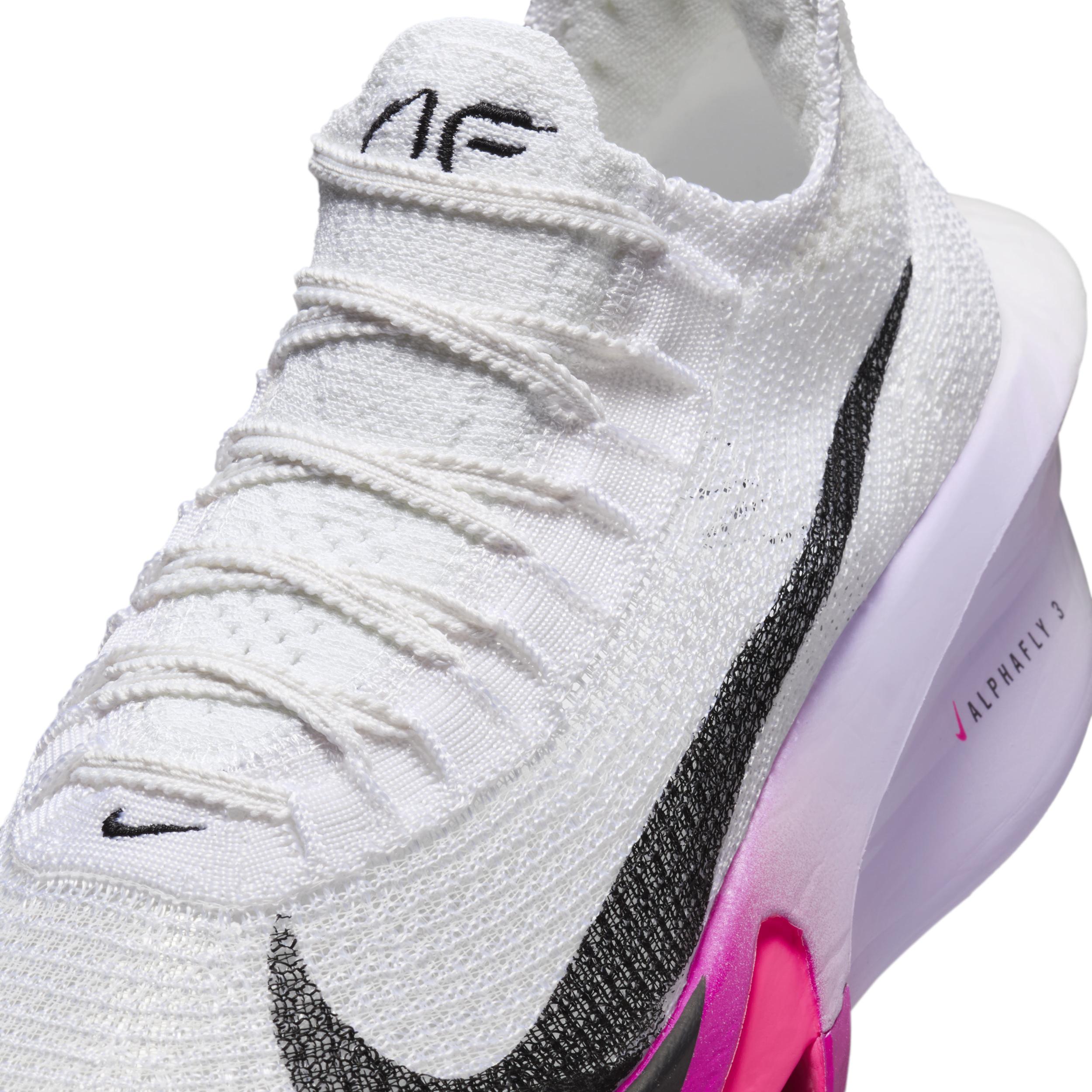 Nike Womens Air Zoom Alphafly 3 Running Shoes in White/Black/Purple Agate Product Image