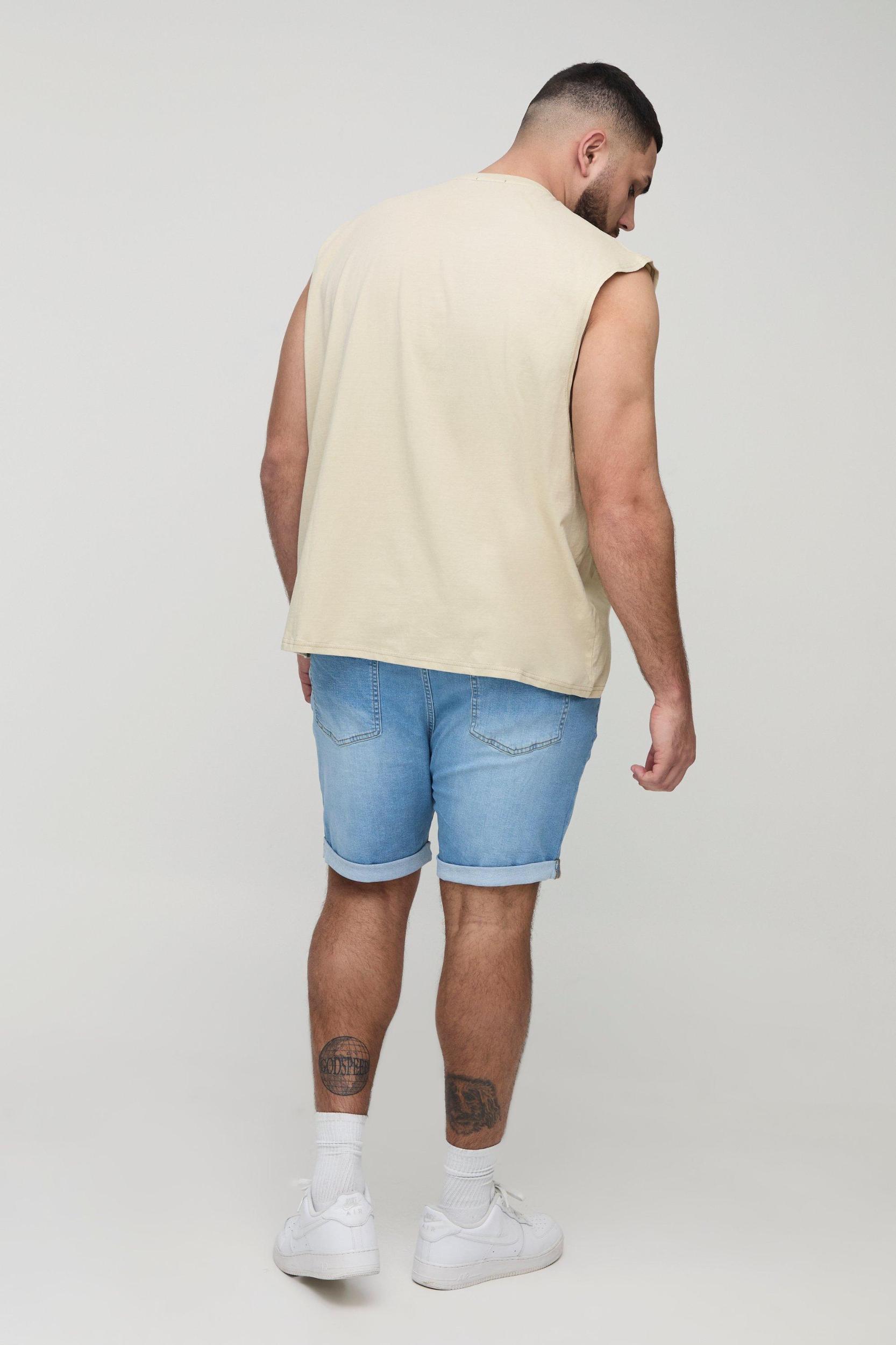 Plus Skinny Stretch Jean Shorts | boohooMAN USA Product Image
