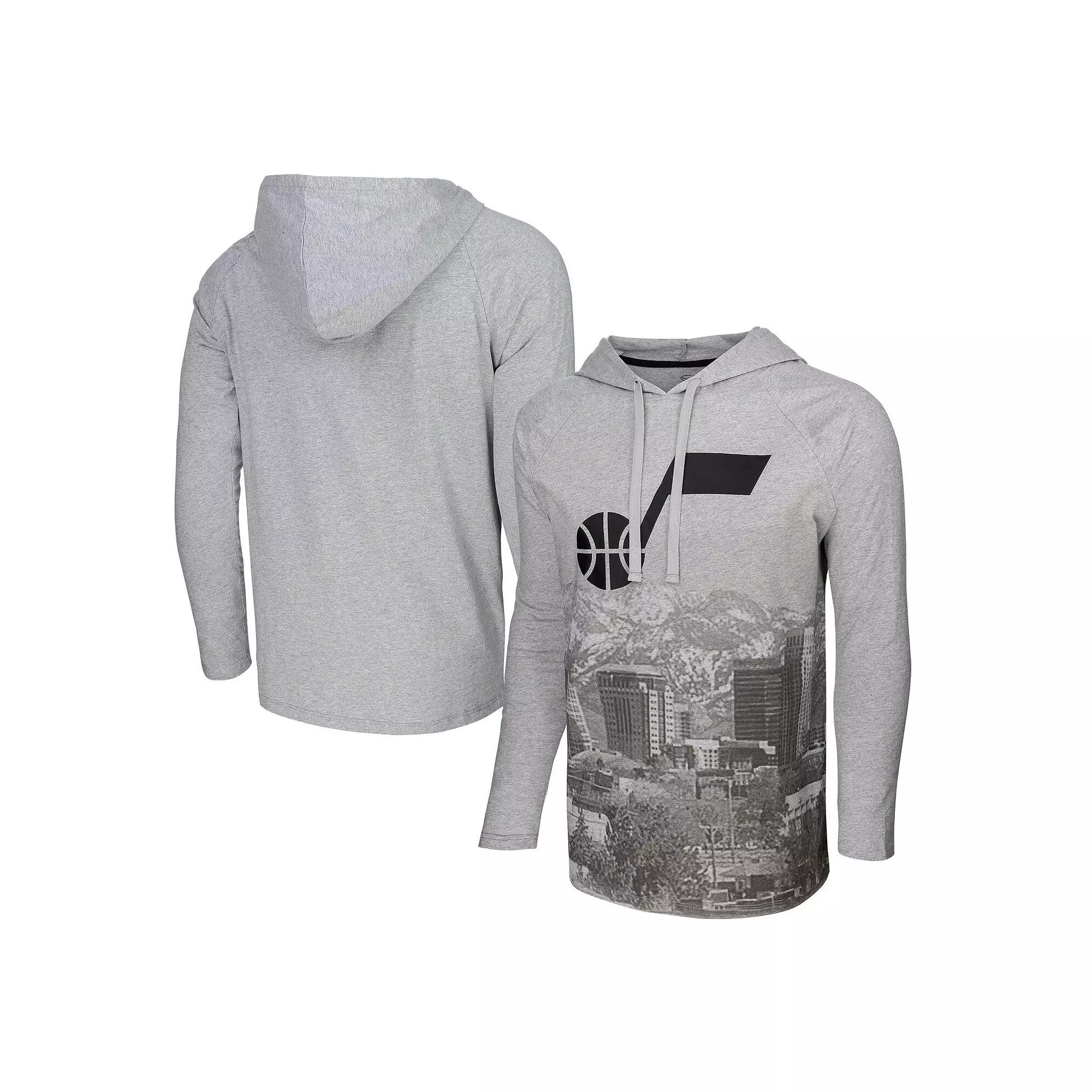 Mens Stadium Essentials Heather Gray Utah Jazz Atrium Raglan Long Sleeve Hoodie T-Shirt Product Image