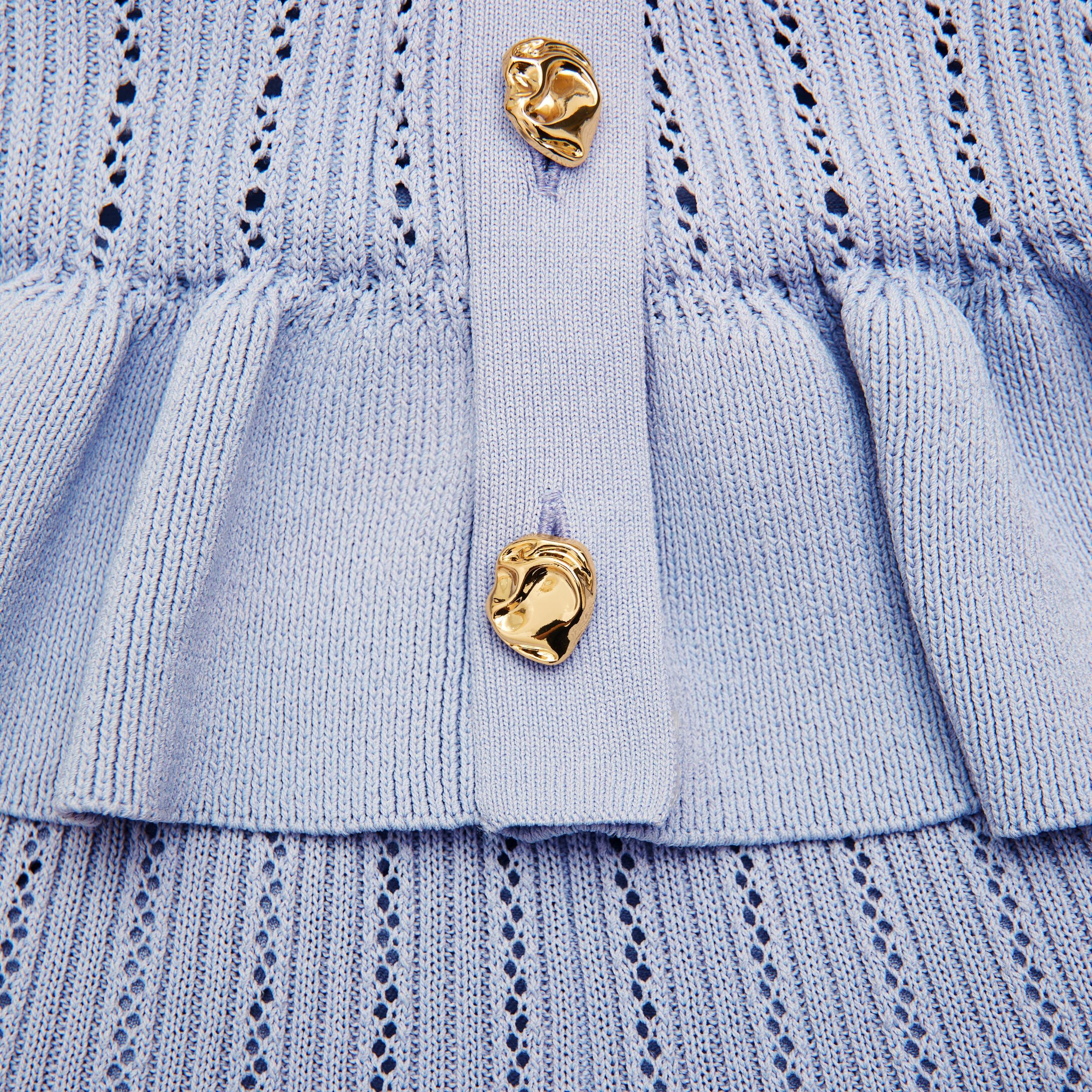 Blue Knit Peplum Mini Dress Product Image