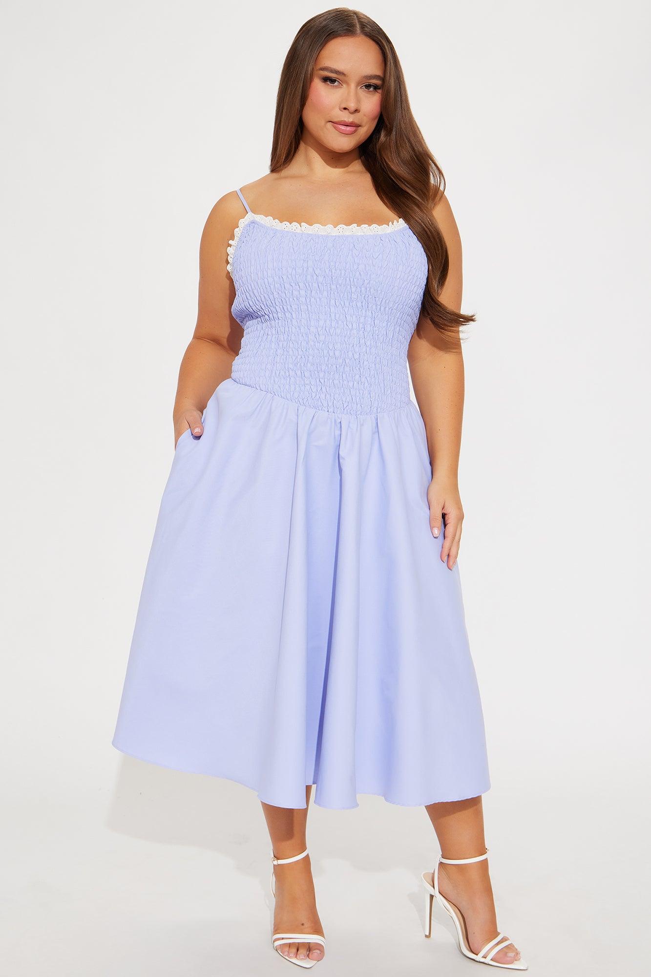 Tia Smocked Midi Dress - Lavender Product Image